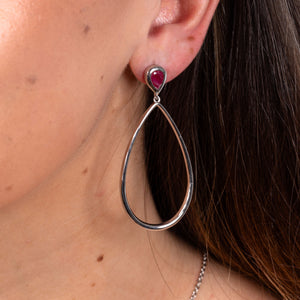 Petal Drop Earrings with Pear Cut Ruby
