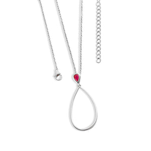 Long Petal Drop Necklace with Pear Cut Ruby