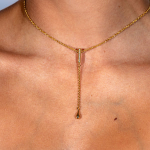 Skinny Drip Long Pendant in Gold Vermeil