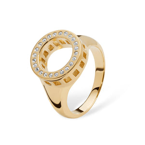 Art Deco Halo Ring with Gold Vermeil