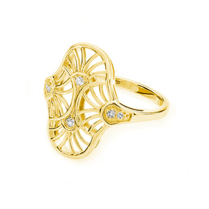 Art Deco Oval Ring in Gold Vermeil