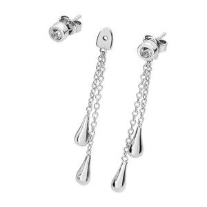 Removable Double Drop Earrings with White Topaz